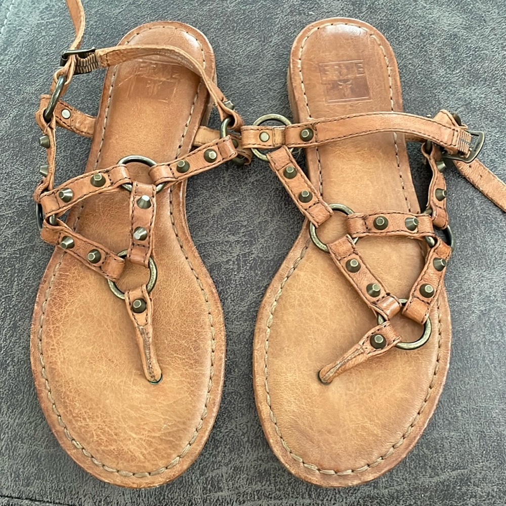Frye Tan Leather Sandals